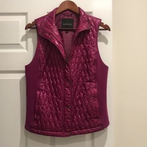 Talbots puffer vest Large Fuchsia purple pink shiny
